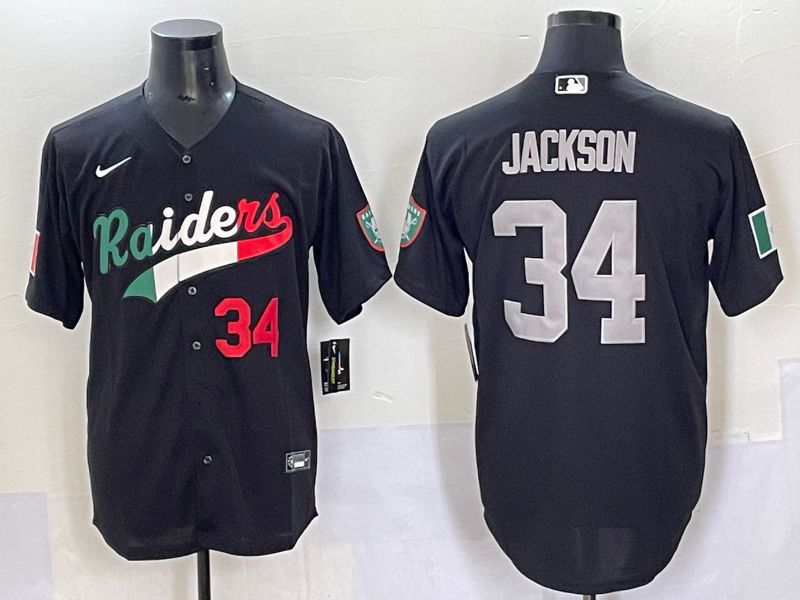 Men 2025 Oakland Raiders 34 Jackson Black Joint Name Nike Limited NFL Jersey style 70